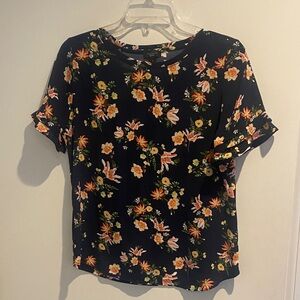 Ann Taylor Black Floral Blouse